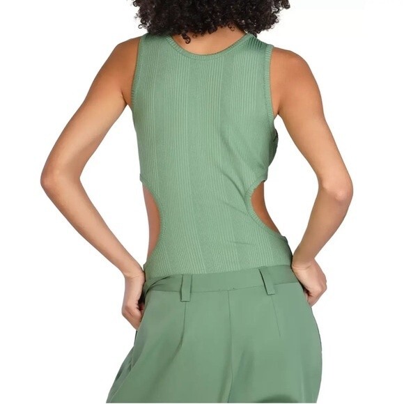 Nicole Williams English Bar III Cutout Ribbed Bodysuit Green(Size L) - Picture 2 of 11